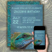 Invitation Fête d'anniversaire colorée d'Iguana