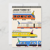 Invitation Fête d'anniversaire colorée du train (Devant)