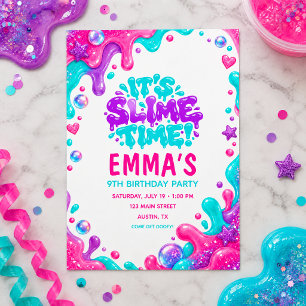 Invitation Fête d'anniversaire colorée et gluante de Slime