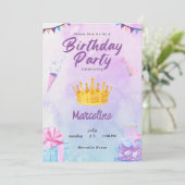Invitation Fête d'anniversaire colorée et joueuse Convient po (Debout devant)