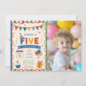 Invitation Fête d'anniversaire colorée FIVE 5 ans (Devant)