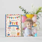Invitation Fête d'anniversaire colorée FIVE 5 ans (Debout devant)
