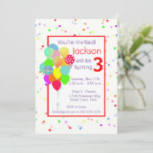 Invitation Fête d'anniversaire colorée pour enfants (Debout devant)