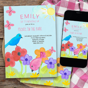 Invitation Fête d'anniversaire colorée pour enfants en pique-