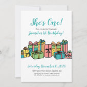Invitation Fête d'anniversaire colorée pour un an (Devant)