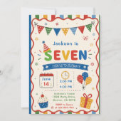 Invitation Fête d'anniversaire colorée SEVEN 7 ans (Devant)