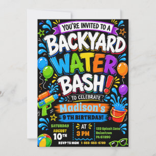 Invitation Fête d'anniversaire Colorée Splash Enfants Bash Ea