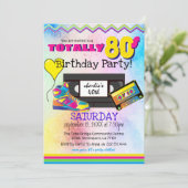 Invitation Fête d'anniversaire colorée totalement années 80 (Debout devant)