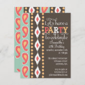 Invitation Fête d'anniversaire colorée tribale moderne (Devant / Derrière)