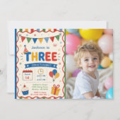 Invitation Fête d'anniversaire colorée TROIS 3 ans (Devant)