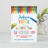 Invitation Fête d'anniversaire Colorful Crayon Art Party (Debout devant)