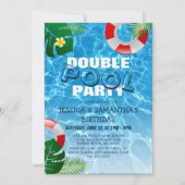 Invitation Fête d'anniversaire commune à la piscine double (Devant)