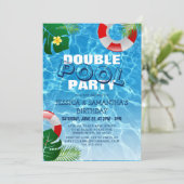 Invitation Fête d'anniversaire commune à la piscine double (Debout devant)