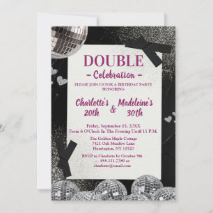 Invitation Fête d'anniversaire commune Black Silver Glamour D