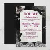 Invitation Fête d'anniversaire commune Black Silver Glamour D (Devant / Derrière)