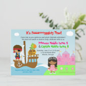 Invitation Fête d'anniversaire commune de jumelles de (Debout devant)