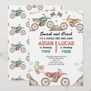 Invitation Fête d'anniversaire commune de moto tout-terrain