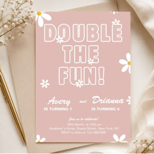 Invitation Fête d'anniversaire commune de sœur avec des margu