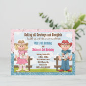 Invitation Fête d'anniversaire commune d'enfant de mêmes (Debout devant)