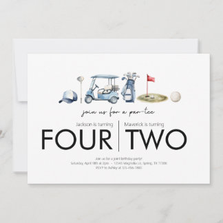 Invitation Fête d'anniversaire commune - Let's Par-tee - Golf