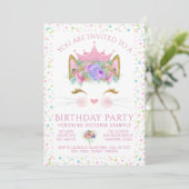 Invitation Fête d'anniversaire Confetti Kitty Cat (Debout devant)