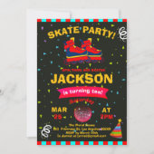 Invitation Fête d'anniversaire Confetti Roller Sking (Devant)