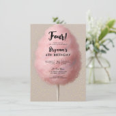 Invitation Fête d'anniversaire confettis or coton de sucre ro (Debout devant)