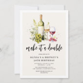 Invitation Fête d'Anniversaire conjointe à deux vins (Devant)