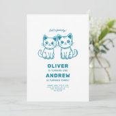 Invitation Fête d'anniversaire conjointe avec chatons de coul (Debout devant)