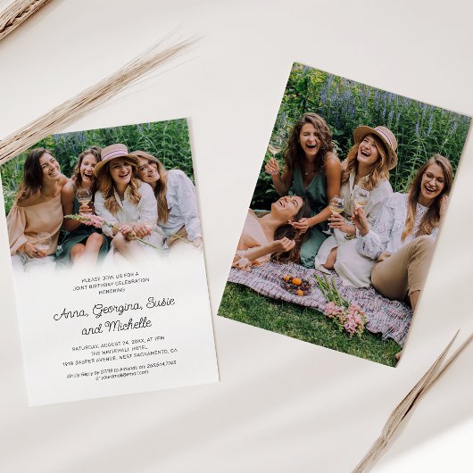 Invitation Fête d'anniversaire conjointe d'amis modernes