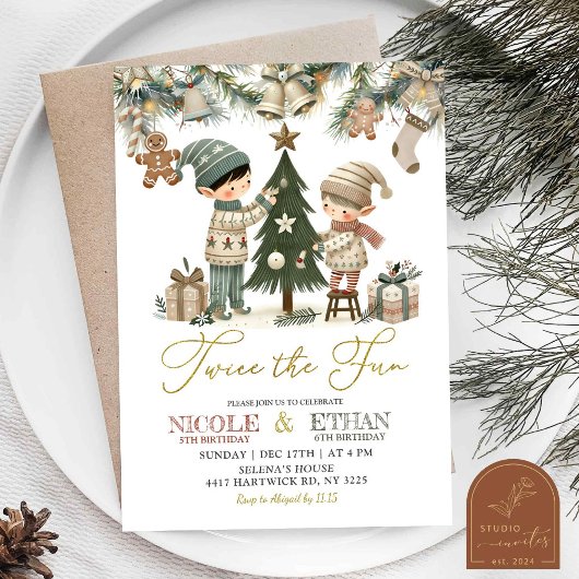 Invitation Fête d'anniversaire conjointe de deux fois plus de