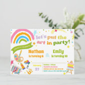 Invitation Fête d'anniversaire conjointe de frères et sœurs d (Debout devant)
