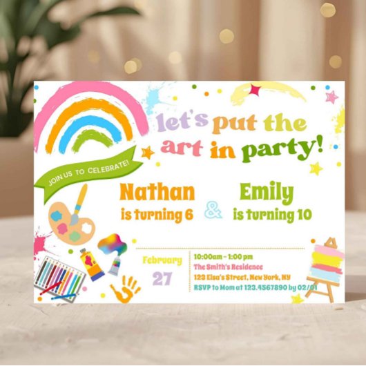 Invitation Fête d'anniversaire conjointe de frères et sœurs d
