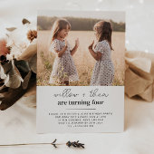 Invitation Fête d'anniversaire conjointe de jumelles - Script