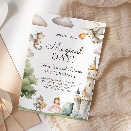 Invitation Fête d'anniversaire conjointe de princesse et de d