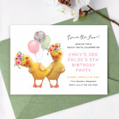 Invitation Fête d'anniversaire conjointe des canards floraux