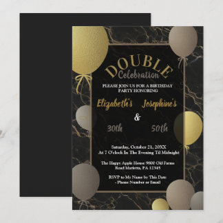 Invitation Fête d'anniversaire conjointe élégante en marbre n
