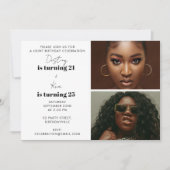 Invitation Fête d'anniversaire conjointe moderne avec double (Devant)