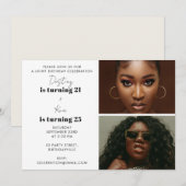 Invitation Fête d'anniversaire conjointe moderne avec double (Devant / Derrière)
