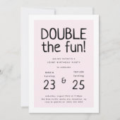 Invitation Fête d'anniversaire conjointe moderne 'Double plai (Devant)