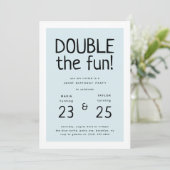 Invitation Fête d'anniversaire conjointe moderne 'Double plai (Debout devant)