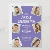 Invitation Fête d'anniversaire conjointe moderne violette (Devant)