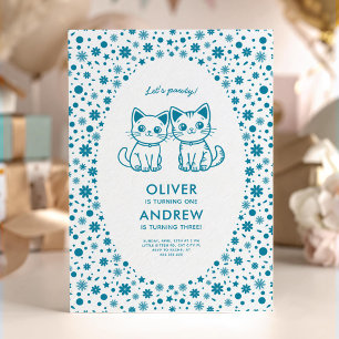 Invitation Fête d'anniversaire conjointe pour enfants avec de
