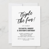 Invitation Fête d'anniversaire conjointe triple moderne (Devant)