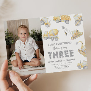 Invitation Fête d'anniversaire Construction 3rd THREE