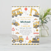 Invitation Fête d'anniversaire Construction Aquarelle (Debout devant)