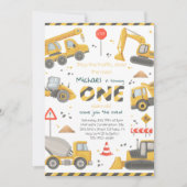 Invitation Fête d'anniversaire Construction Aquarelle (Devant)
