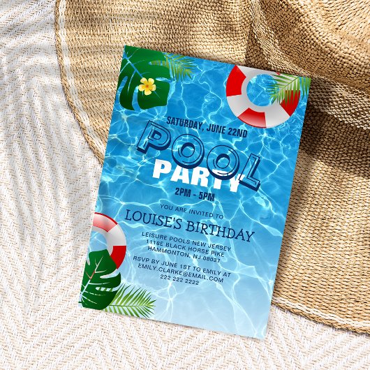 Invitation Fête d'anniversaire 'Cool Pool Party'
