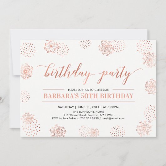 Invitation Fête d'anniversaire Copper Moderne 50e, 60e (Devant)