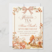 Invitation Fête d'anniversaire Coquette d'automne avec thé à (Devant)